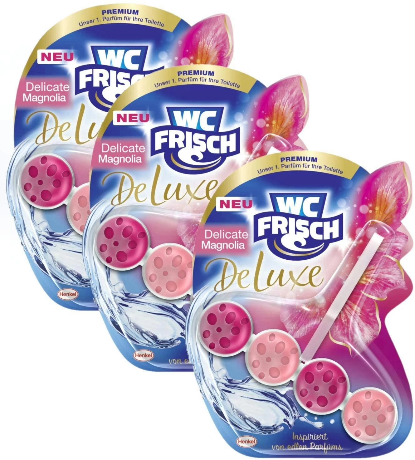 WC FRISCH DeLuxe 3er Pack Delicate Magnolia WC-Reiniger 1x3 Stück WC-Duftspüler 3 WC FRISCH DeLuxe 3er Pack Delicate Magnolia WC-Reiniger 1x3 Stück WC-Duftspüler