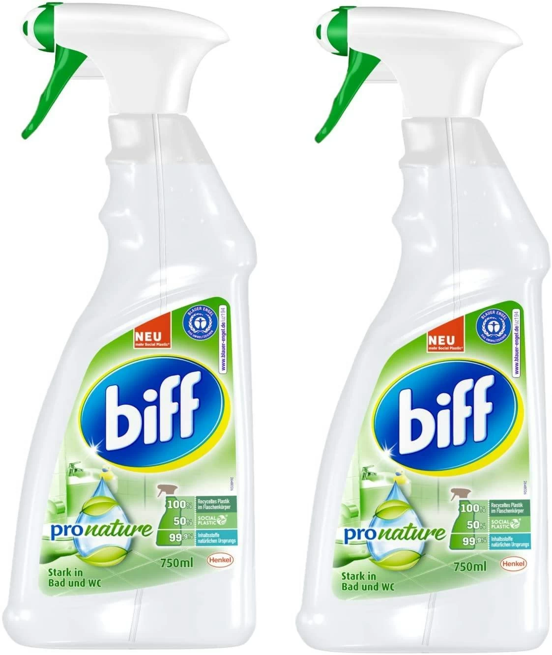 Biff Pro Nature Badreiniger Bad Badezimmer Sprühflasche 4x750 Ml Reniger Pack 4 Biff Pro Nature Badreiniger Bad Badezimmer Sprühflasche 4x750 Ml Reniger Pack – Bild 2