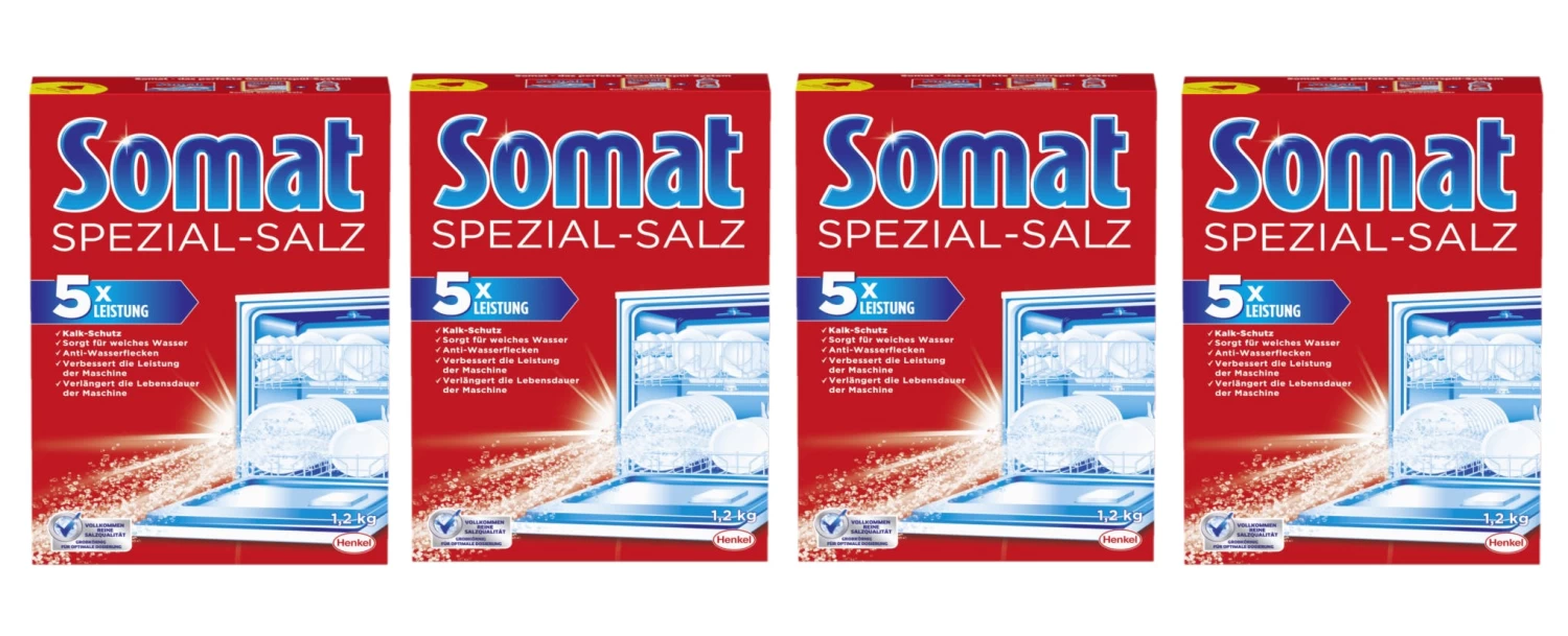 Somat Spezial-Salz 4er Pack Spülmaschinensalz Geschirrspülleistung 4x1,2kg 3 Somat Spezial-Salz 4er Pack Spülmaschinensalz Geschirrspülleistung 4x1,2kg