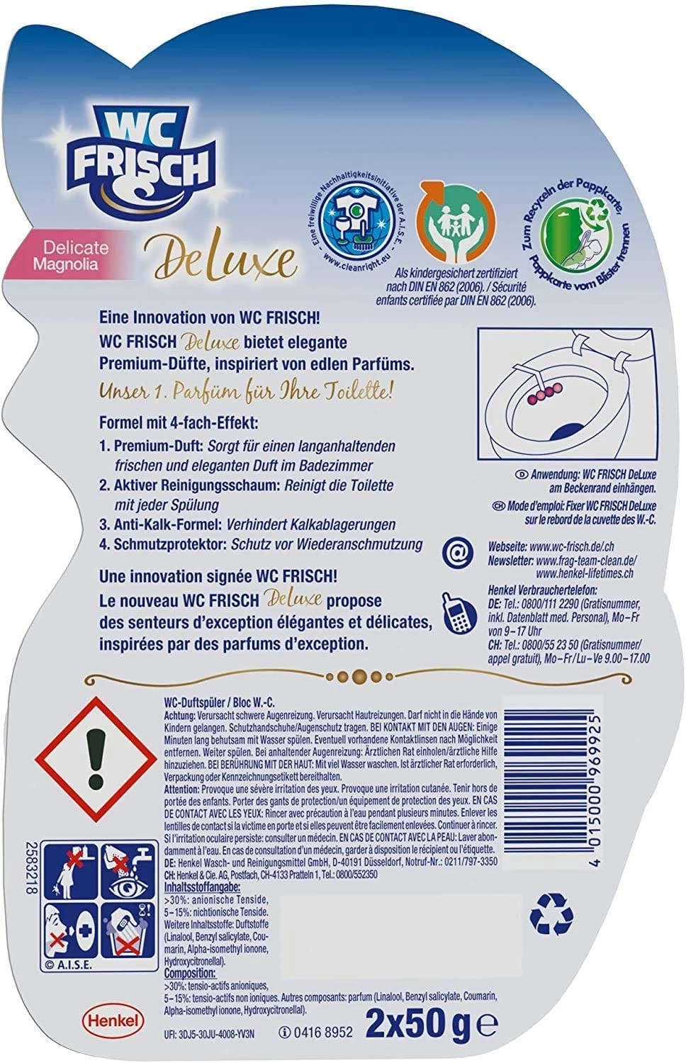 WC FRISCH DeLuxe 3er Pack Delicate Magnolia WC-Reiniger 1x3 Stück WC-Duftspüler 8 WC FRISCH DeLuxe 3er Pack Delicate Magnolia WC-Reiniger 1x3 Stück WC-Duftspüler – Bild 6