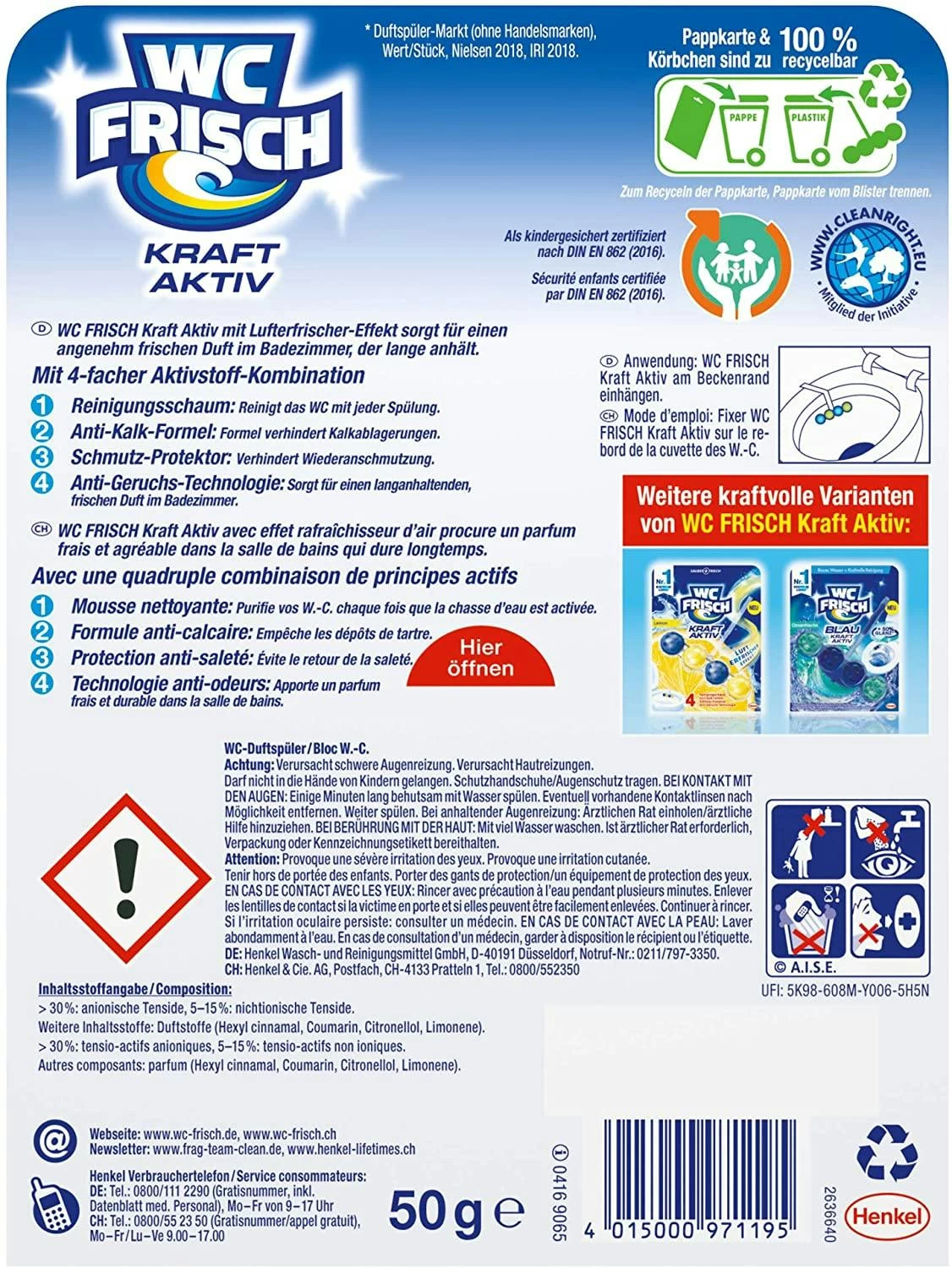 WC-Frisch Kraft Aktiv Duftspüler Coconut Water 50g WC Reiniger Reinigung 8 WC-Frisch Kraft Aktiv Duftspüler Coconut Water 50g WC Reiniger Reinigung – Bild 6