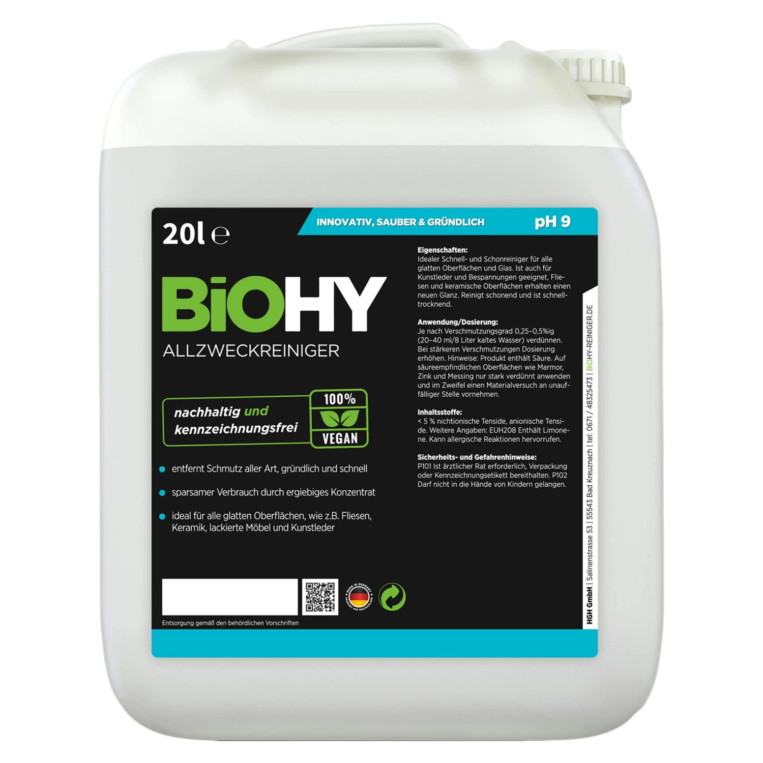 BiOHY Allzweckreiniger Konzentrat (24x20l Kanister) | Schonender Profi - Universalreiniger Für Haushalt Und Auto | Vollständig Biologisch Abbaubar 8 BiOHY Allzweckreiniger Konzentrat (24x20l Kanister) | Schonender Profi - Universalreiniger Für Haushalt Und Auto | Vollständig Biologisch Abbaubar – Bild 6