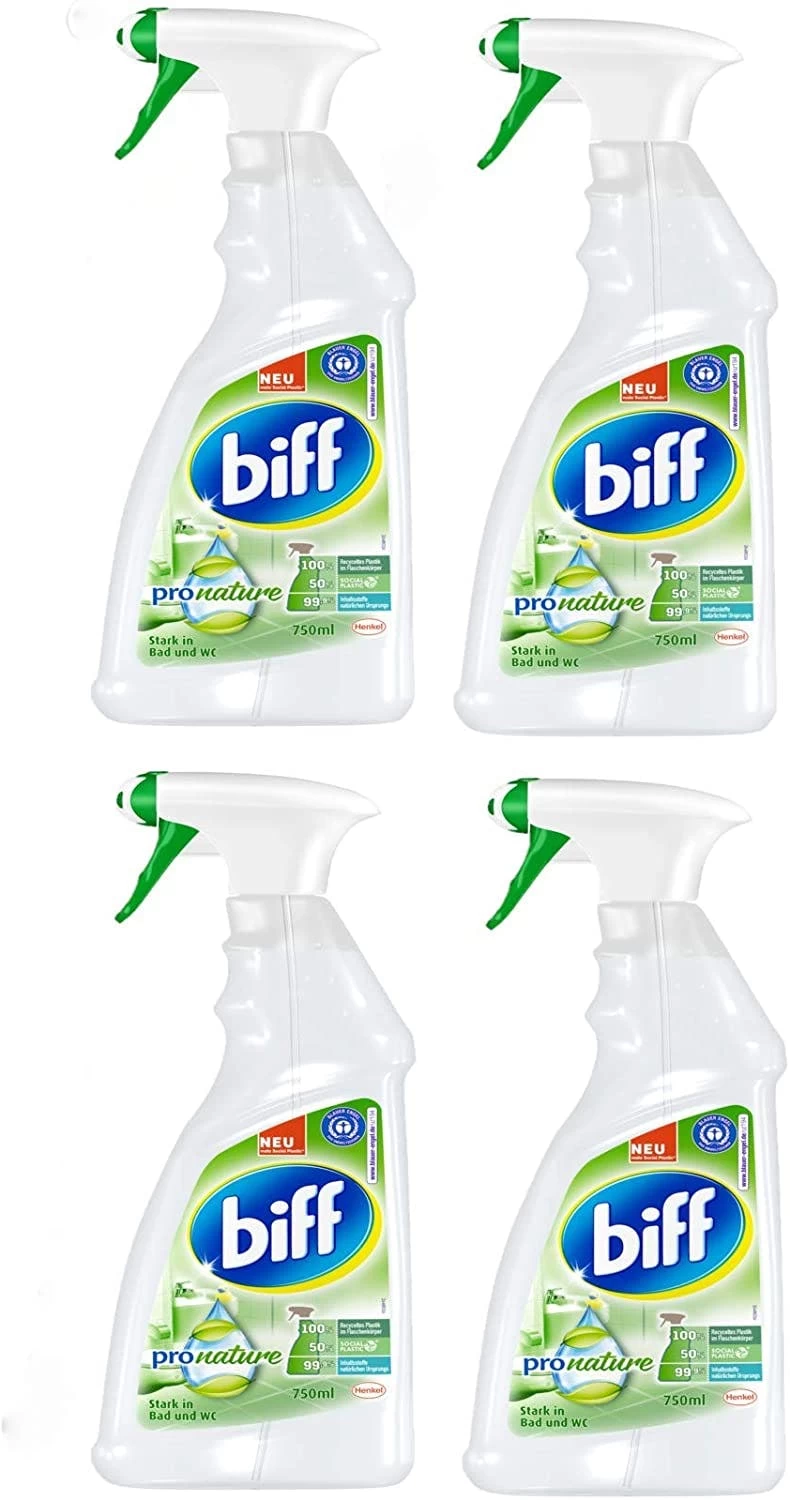 Biff Pro Nature Badreiniger Bad Badezimmer Sprühflasche 4x750 Ml Reniger Pack 3 Biff Pro Nature Badreiniger Bad Badezimmer Sprühflasche 4x750 Ml Reniger Pack