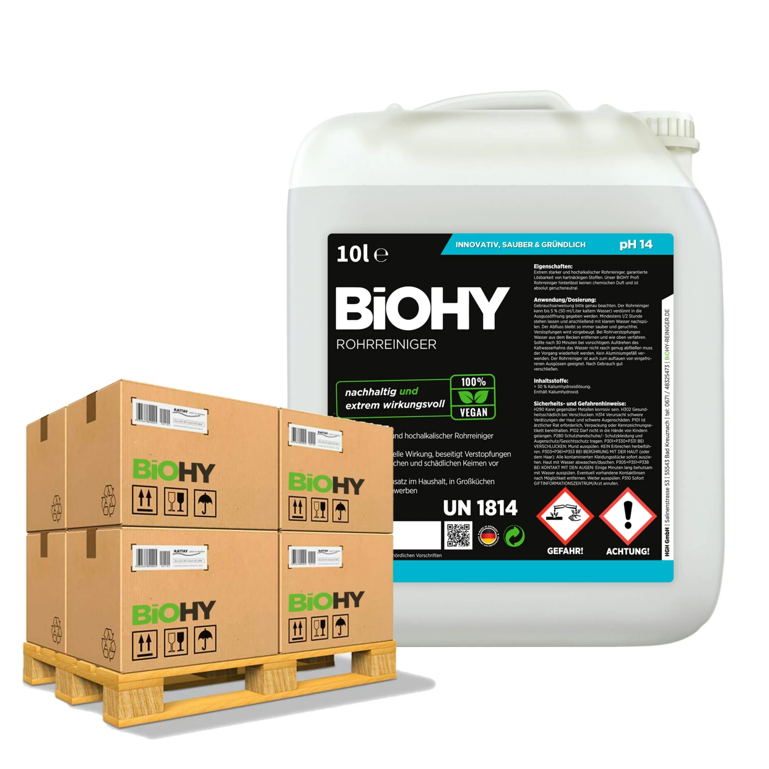 BiOHY Rohrreiniger (24x20l Kanister) | EXTRA STARK | Flüssiger, Hochkonzentrierter Abflussreiniger | Geruchsneutral | Für Alle Verstopfungen 5 BiOHY Rohrreiniger (24x20l Kanister) | EXTRA STARK | Flüssiger, Hochkonzentrierter Abflussreiniger | Geruchsneutral | Für Alle Verstopfungen – Bild 3