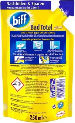 Biff Bad Total Zitrus Badreiniger Bad Reiniger Badezimmer 250 Ml Nachfüllpack -Reinigungsmittel Laden 83cef9bc 7108 4ae6 b72f c17640bd25fc
