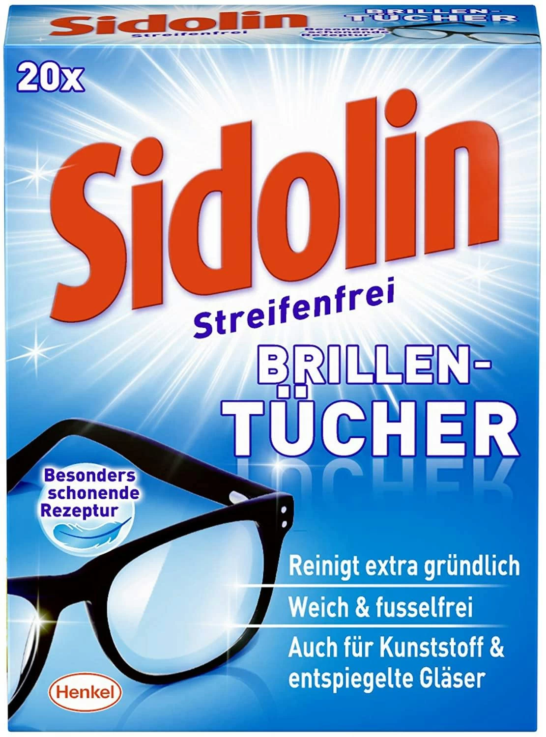 Sidolin Brillenputztücher 20 Stück Reinigungstücher Tücher Reinigen Putztuch 3 Sidolin Brillenputztücher 20 Stück Reinigungstücher Tücher Reinigen Putztuch