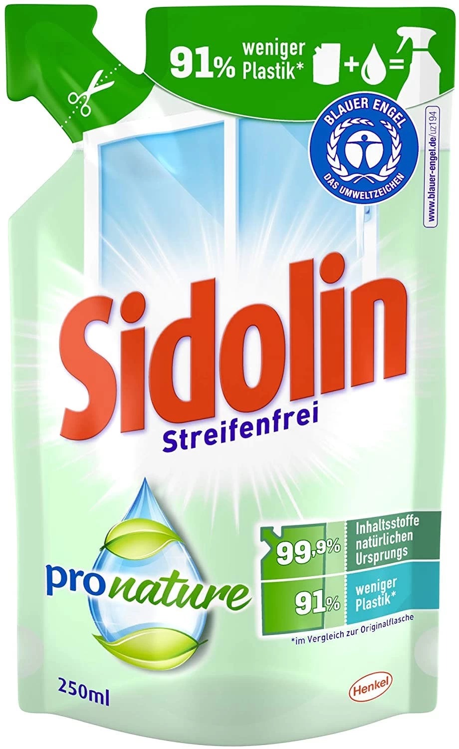 Sidolin Pro Nature PH-neutraler Glasreiniger Reinigung 250 Ml Nachfüllpack 3 Sidolin Pro Nature PH-neutraler Glasreiniger Reinigung 250 Ml Nachfüllpack