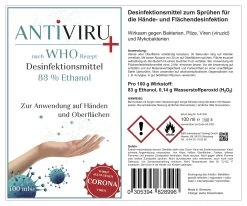ANTiVIRU+ | Desinfektionsmittel 12x 100ml Aerosoldose | Handdesinfektion & Flächendesinfektion | Viruzid | Anwendungsfertig -Reinigungsmittel Laden aaa8e0bf 2751 4487 bdac 08cc03cb0c77