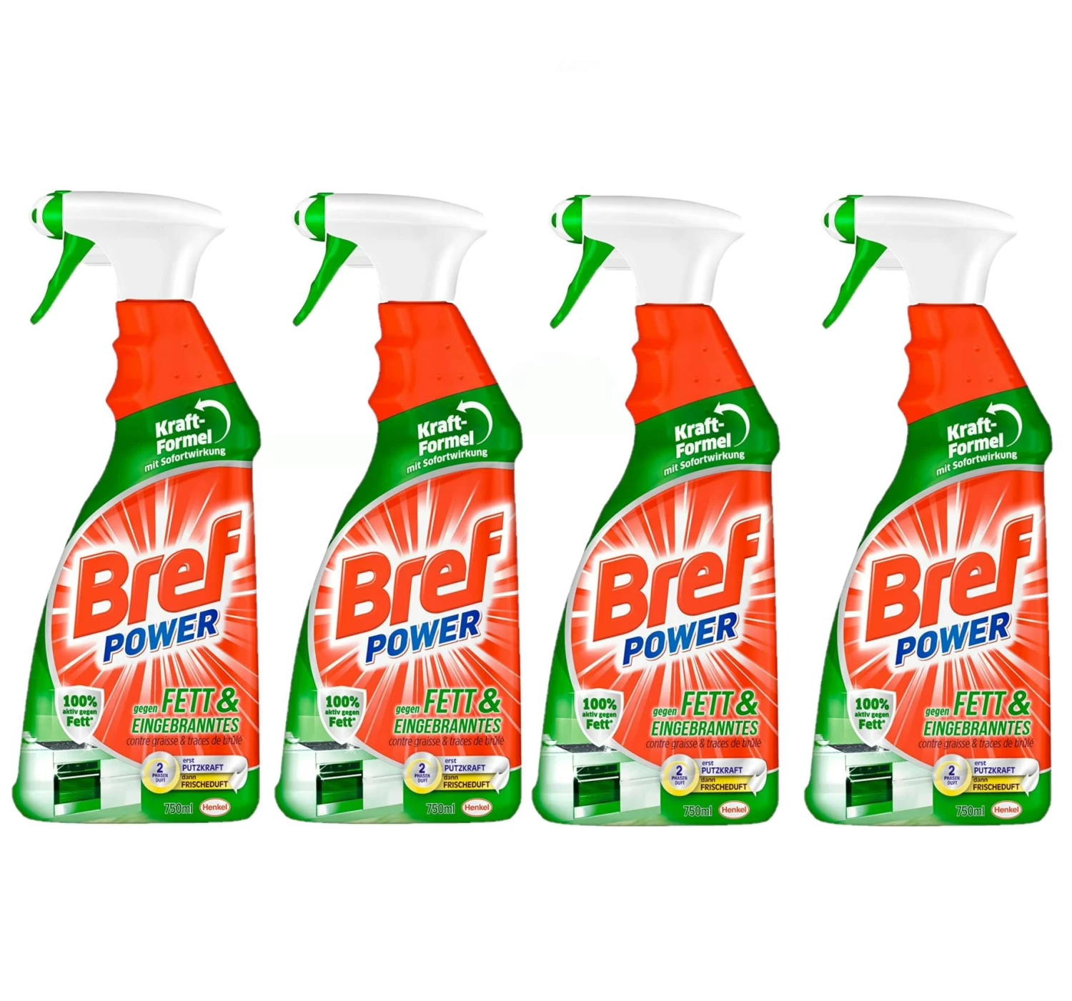 Bref Power Fett Eingebranntes Fettlöser Küchen Reiniger 4x750 Ml Sprühflasche 3 Bref Power Fett Eingebranntes Fettlöser Küchen Reiniger 4x750 Ml Sprühflasche
