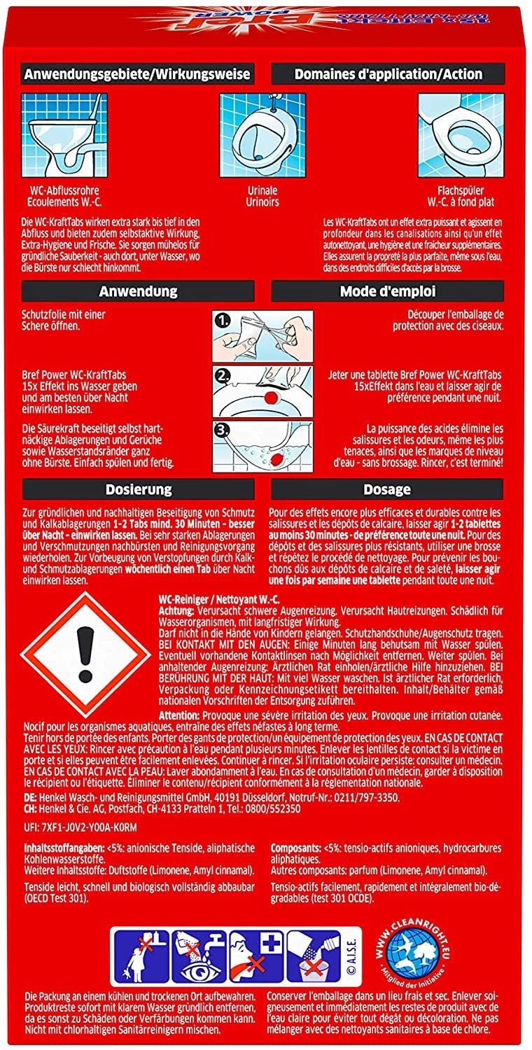 Bref Power WC Krafttabs Reiniger 15x Effekt 325g Abfluss Tiefenreinigung 8 Bref Power WC Krafttabs Reiniger 15x Effekt 325g Abfluss Tiefenreinigung – Bild 6