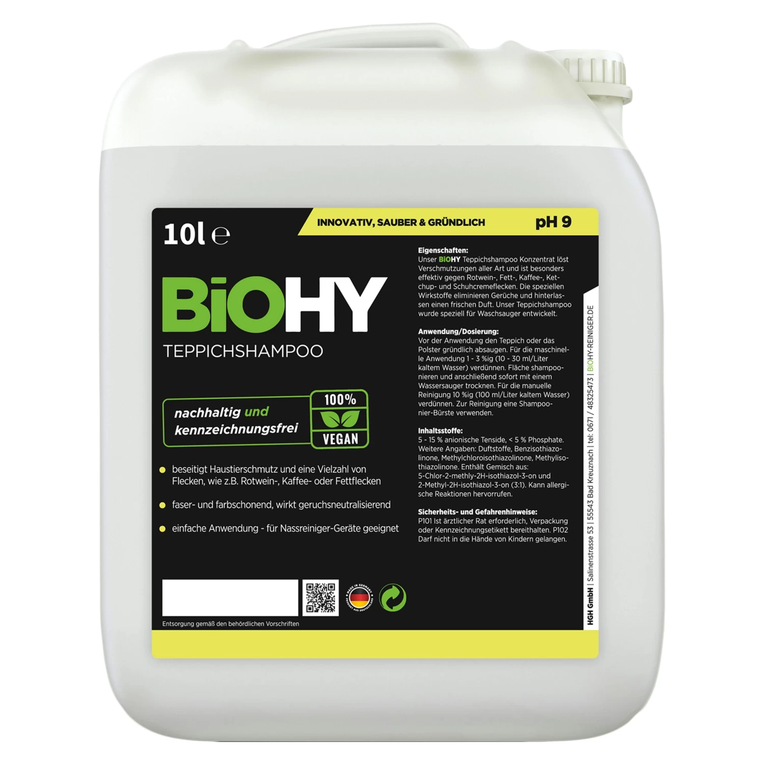 BiOHY Teppichshampoo (50x10l Kanister) | Teppichreiniger Ideal Zur Entfernung Von Hartnäckigen Flecken | SPEZIELL FÜR WASCHSAUGER ENTWICKELT 5 BiOHY Teppichshampoo (50x10l Kanister) | Teppichreiniger Ideal Zur Entfernung Von Hartnäckigen Flecken | SPEZIELL FÜR WASCHSAUGER ENTWICKELT – Bild 3